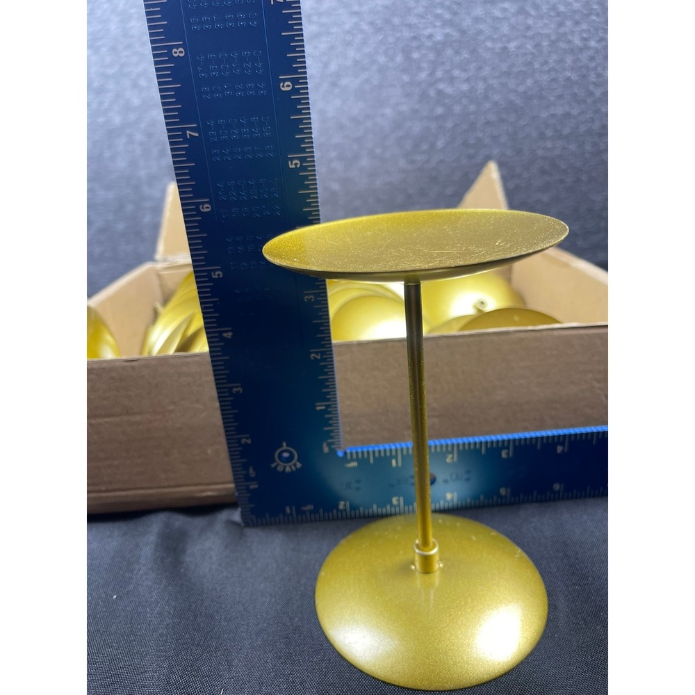 24 Pcs Gold Pillar Candle Holders Bulk Set Anniversary Wedding Decor GU0541 - Picture 3 of 5